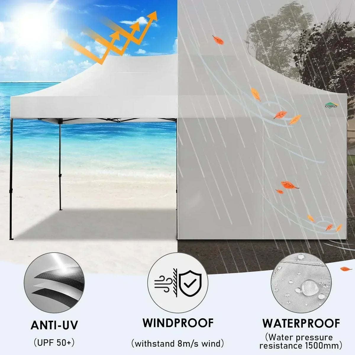 COBIZI 10x20 Heavy Duty Pop up Canopy Tent 6 sidewalls Commercial Canopy Wedding Party Tents