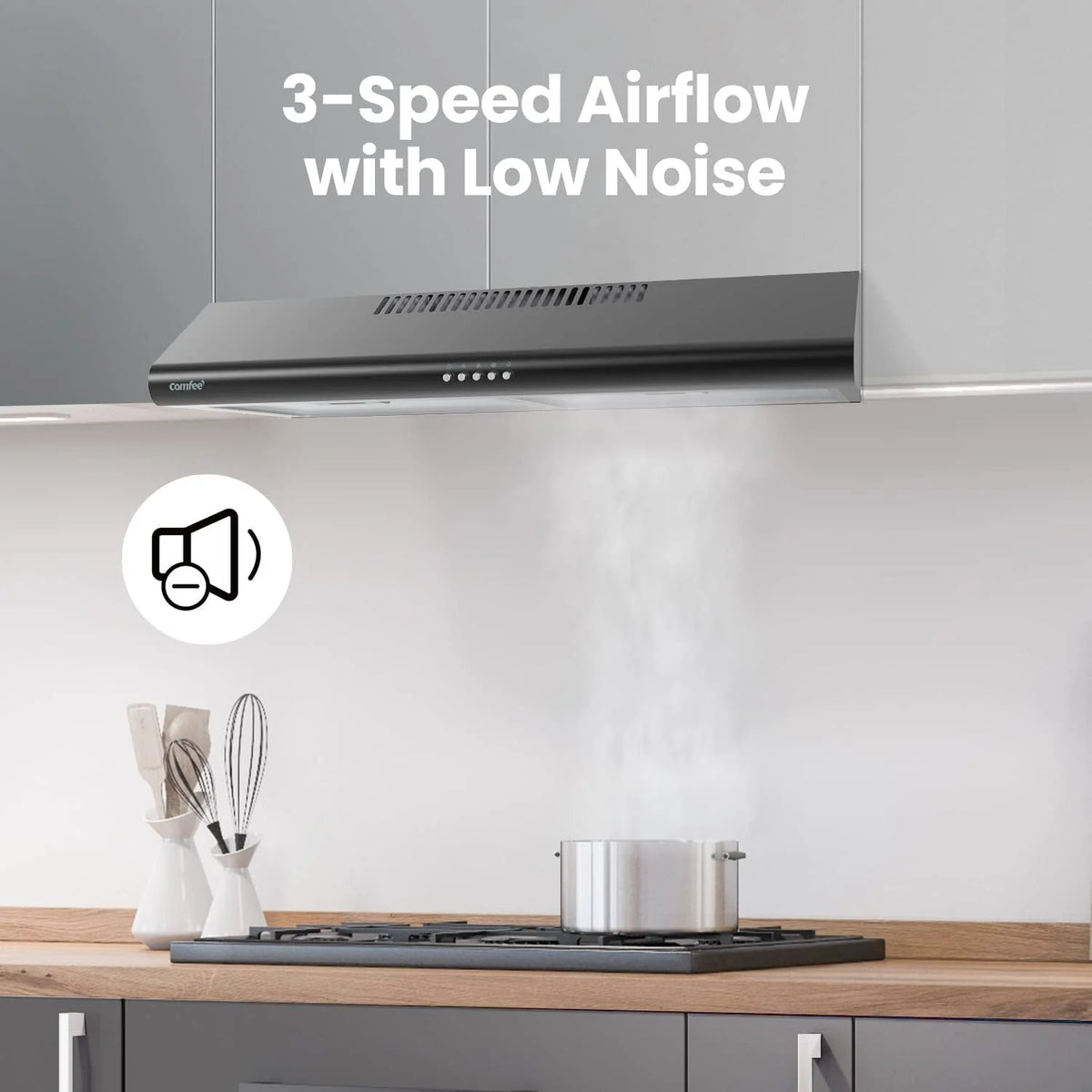 Comfee 30 Under Cabinet Ducted/Ductless Convertible Slim Vent Durable Stainless Steel Kitchen Reusable Filter