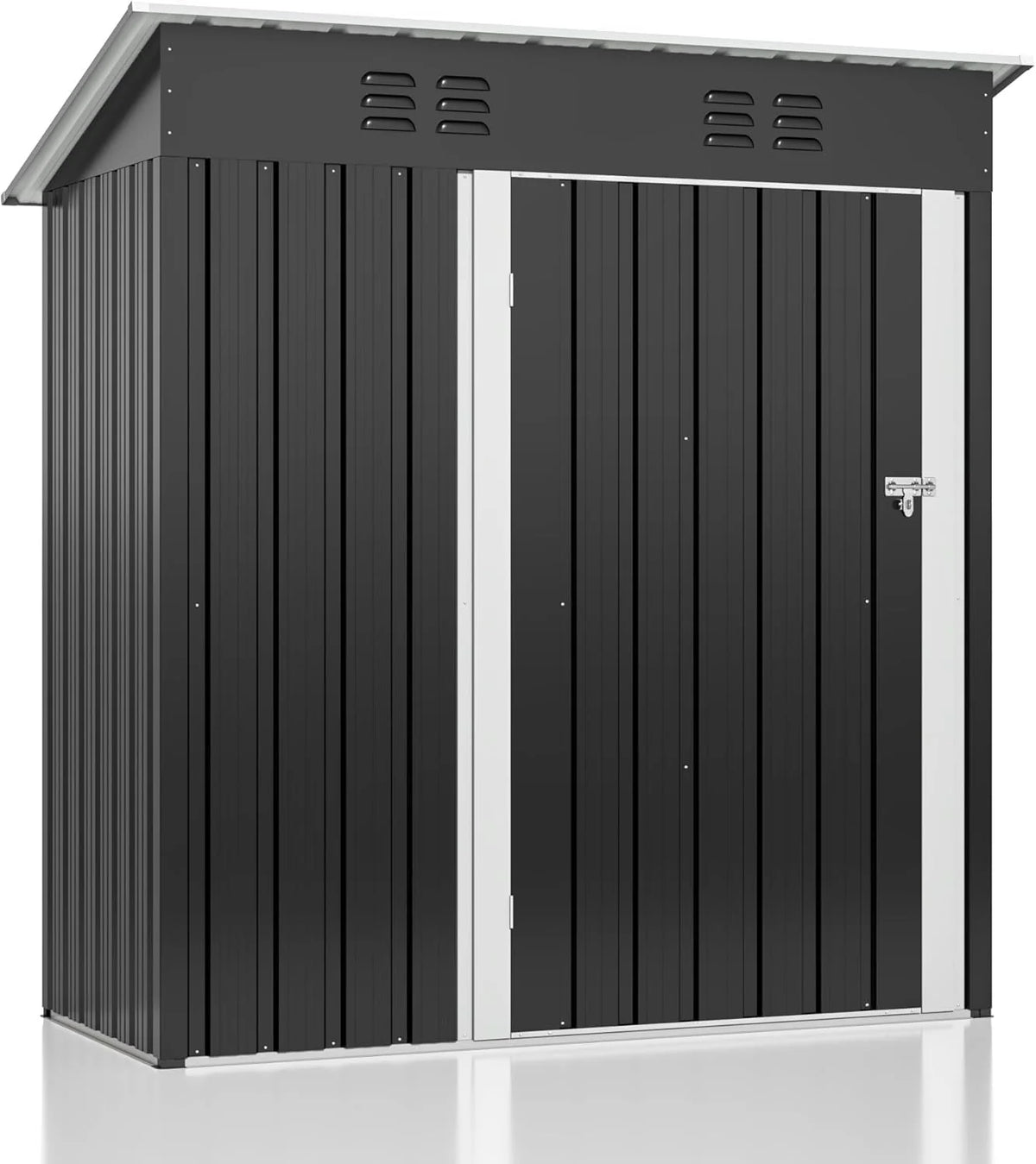 Polar Aurora 8 x 12 FT Outdoor Storage Shed, Metal Garden Shed with Updated Frame Structure, Tool Sheds for Backyard Garden Patio Lawn Black