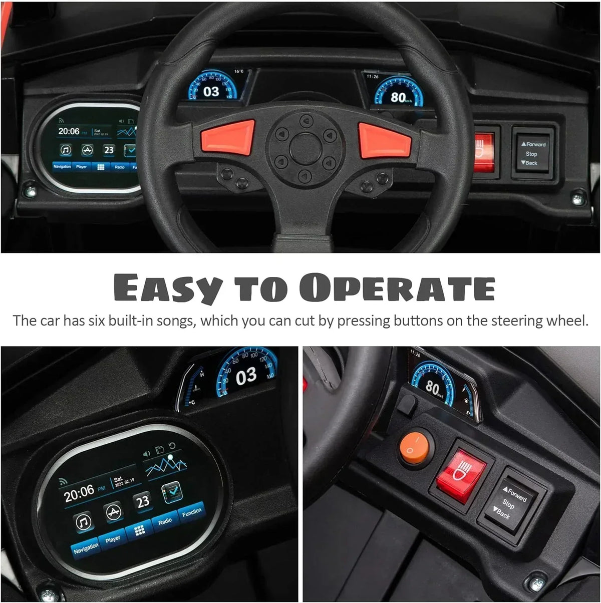 TOBBI 12V Kids Ride on Car Electric Off-Road UTV Truck with Diverse Functions Double Open Doors