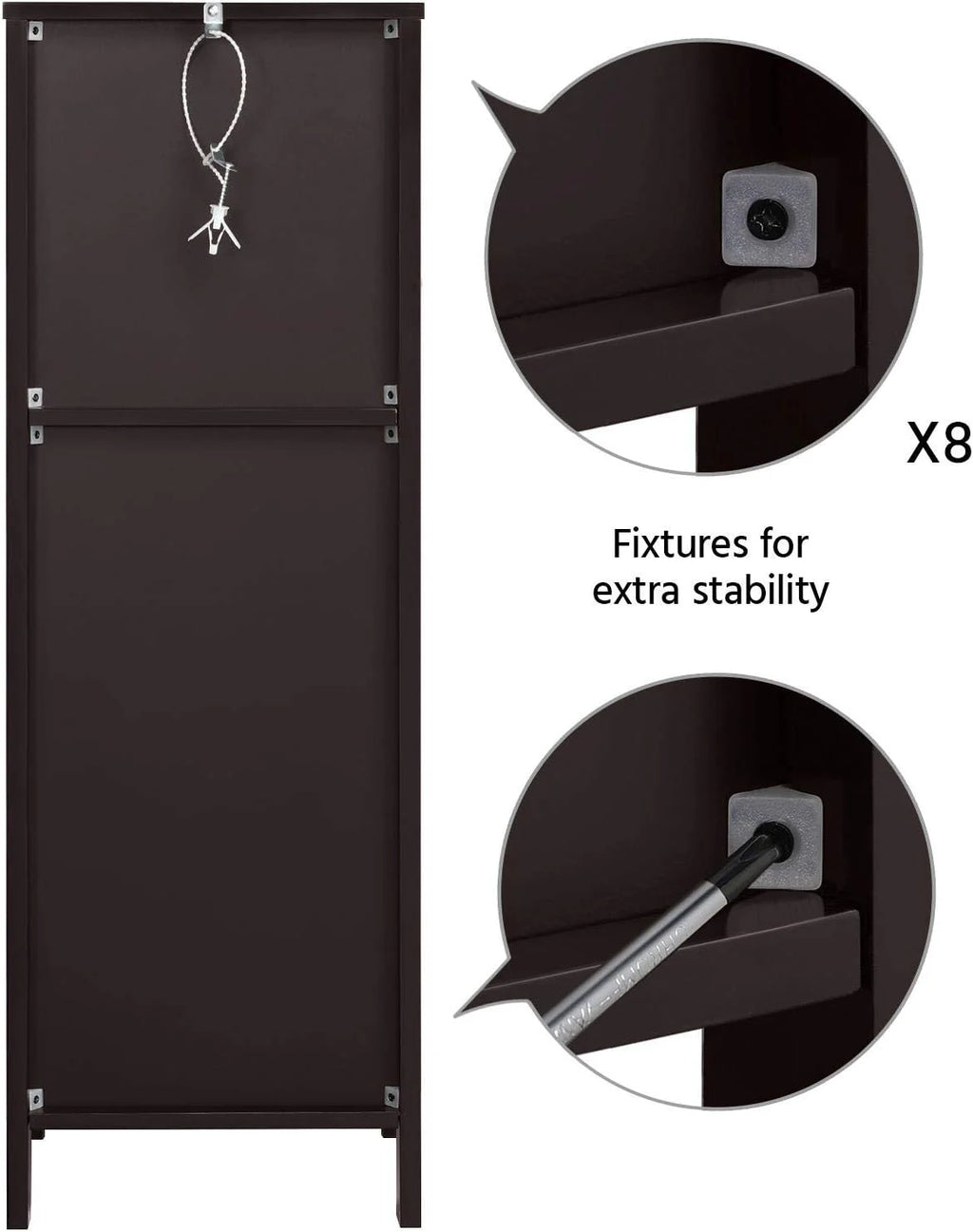 Bathroom Floor Cabinet, Wooden Storage Cabinet with 2 Drawers, Multifunctional Side Organizer Rack Stand Table