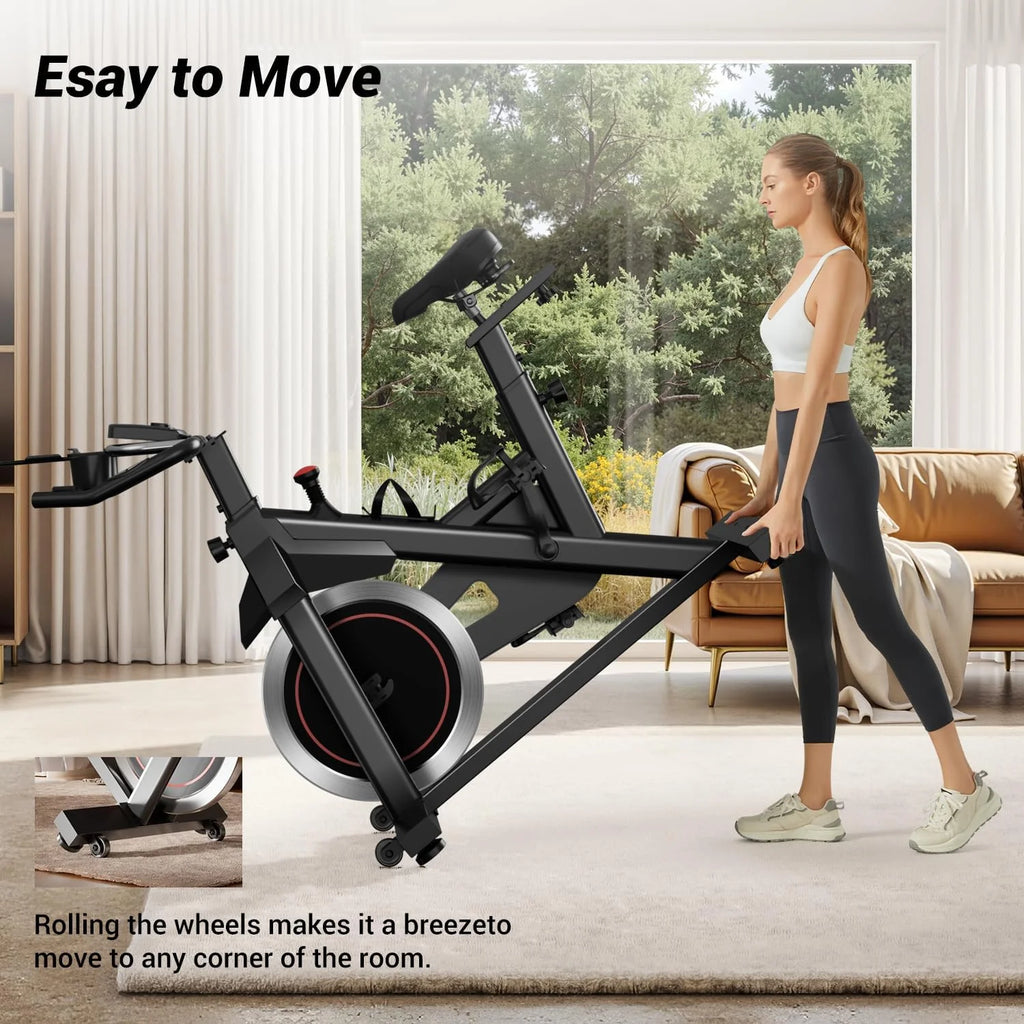 CURSOR FITNESS Exercise Bike, Stationary Bikes for Home, 300 LBS Capacity, Workout Bike with Silent Belt Drive, Indoor Cycling Bike with Extra Comfort Seat/IPad Mount/3 Bottle Holders