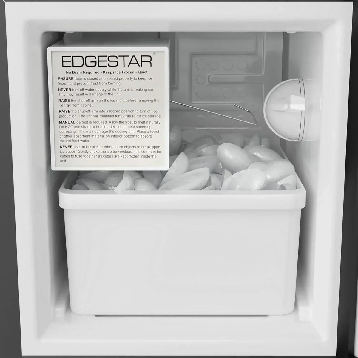 EdgeStar IB121 15 Inch Wide 12 Lbs Capacity Built-In Ice Maker with 15 Lbs Daily Ice Production