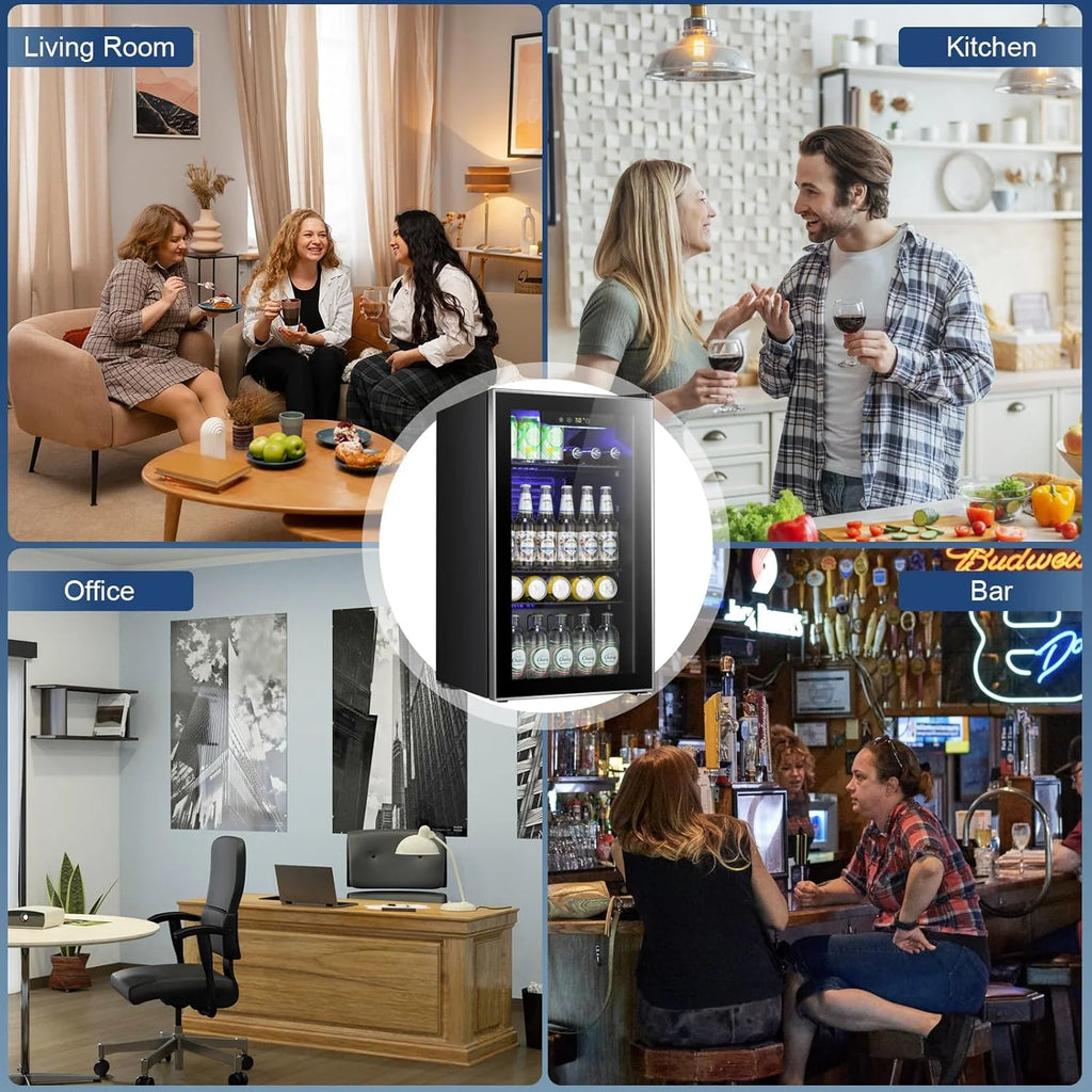Antarctic Star Beverage Refrigerator Cooler 68 Can, Mini Fridge with Glass Door for Beer Drinks Wine,Freestanding Small Fridge with Electronic Temperature Control for Home and Bar,1.7 cu.ft