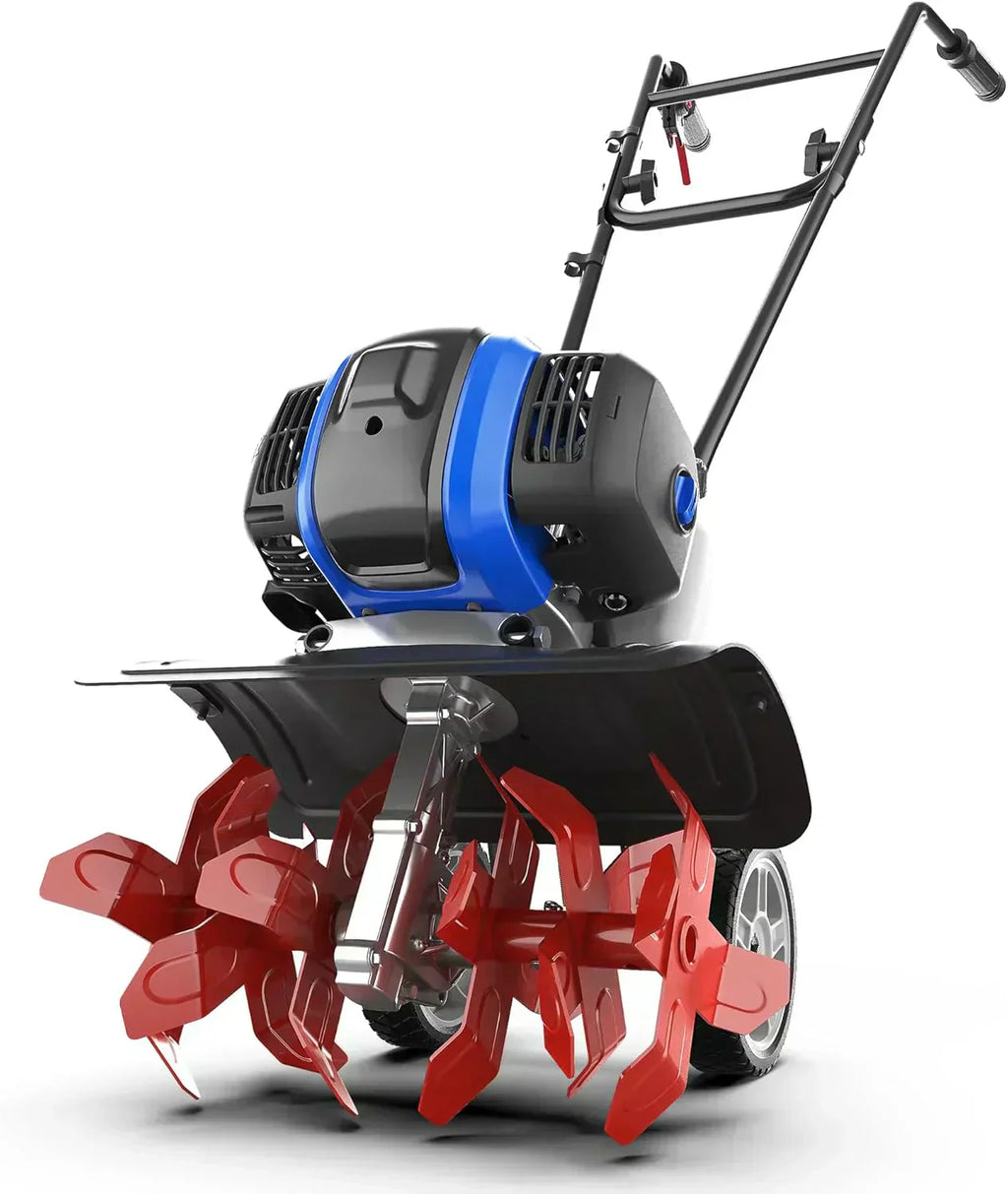 Garden Tiller 53cc Mini Cultivator 15 inch Powerful Liftable Booster Rod Tilling Tool