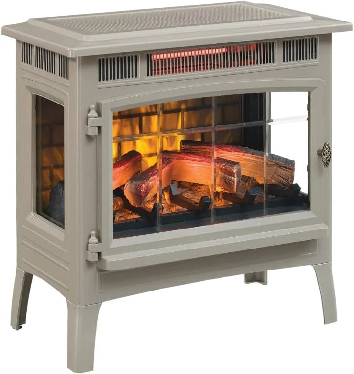 Freestanding Electric Fireplace Stove Heater with 3D Flame Effect for 1,000 Sq. Ft