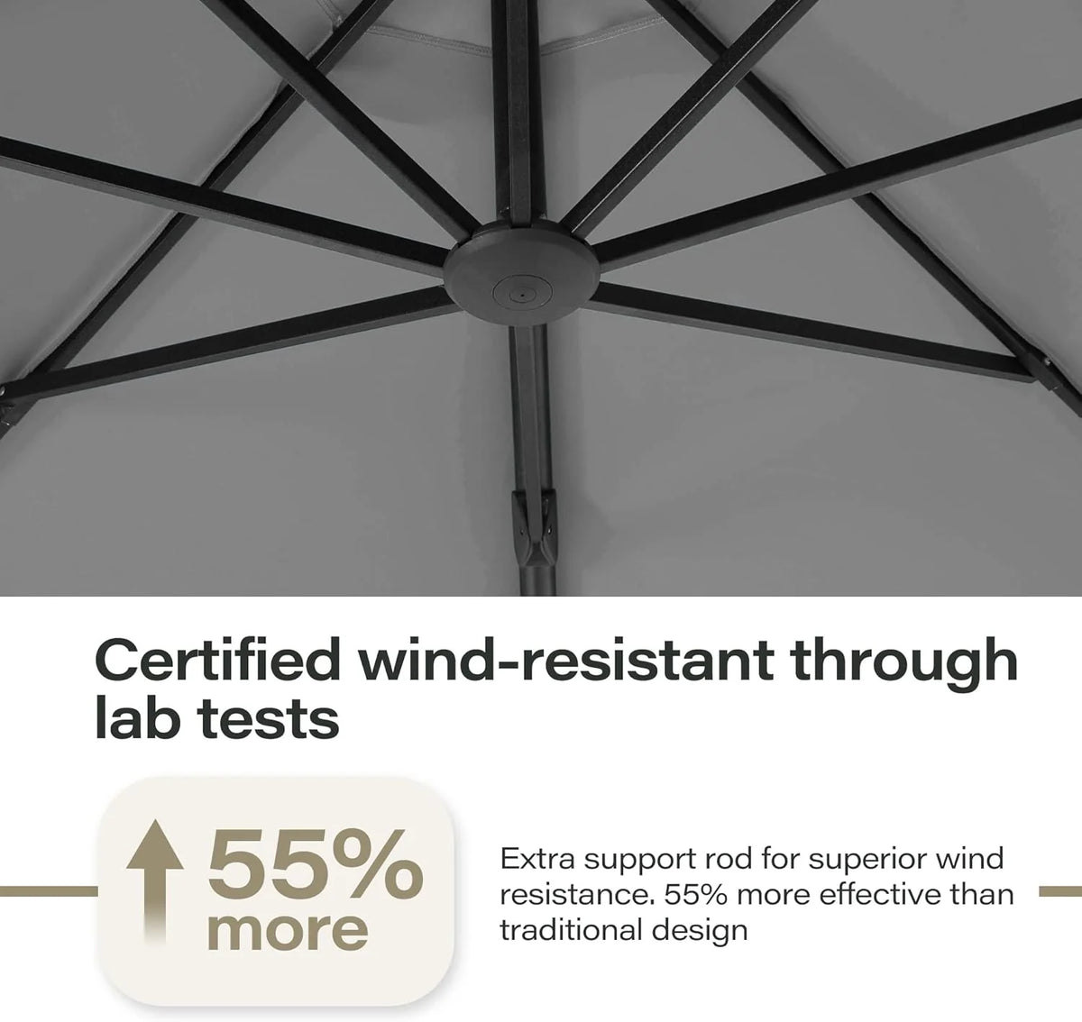LAUSAINT HOME Outdoor Patio Umbrella with Base included, 11 FT Deluxe Curvy Cantilever Umbrella Heavy Duty Offset Hanging Umbrella with 360° Rotation for Market, Pool, Garden, Backyard, Deck (Beige)
