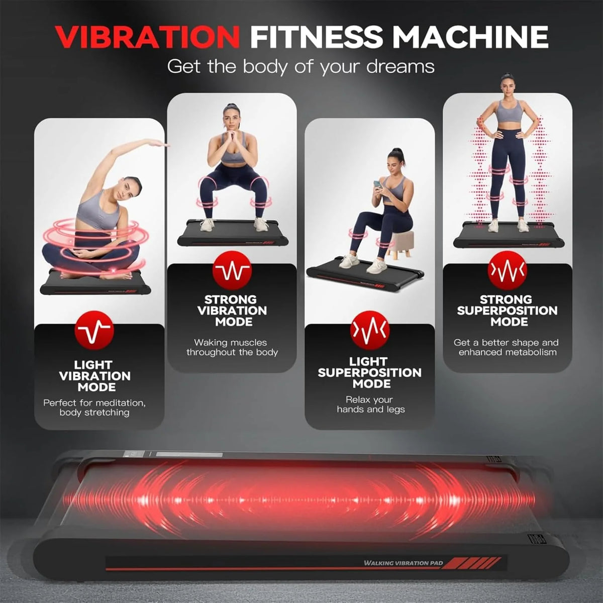 Sperax Walking Vibration Pad with APP, 3 in 1 Under Desk Treadmill, 2.5HP Low Noise Walking Treadmill Pad with Remote Control,Portable Treadmills for Home Office