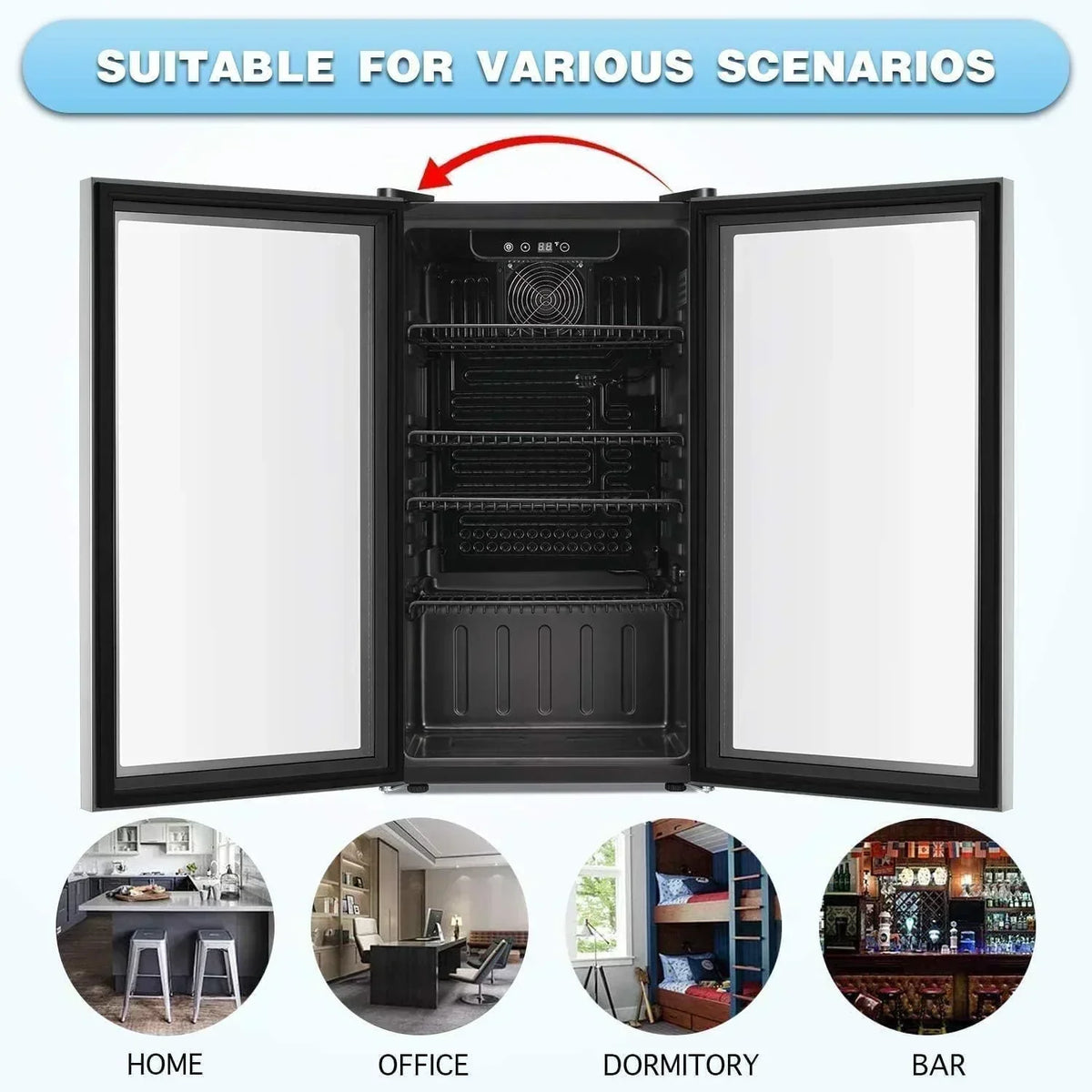 Antarctic Star Beverage Refrigerator Cooler 68 Can Mini Fridge with Glass Door for Beer Drinks Wine
