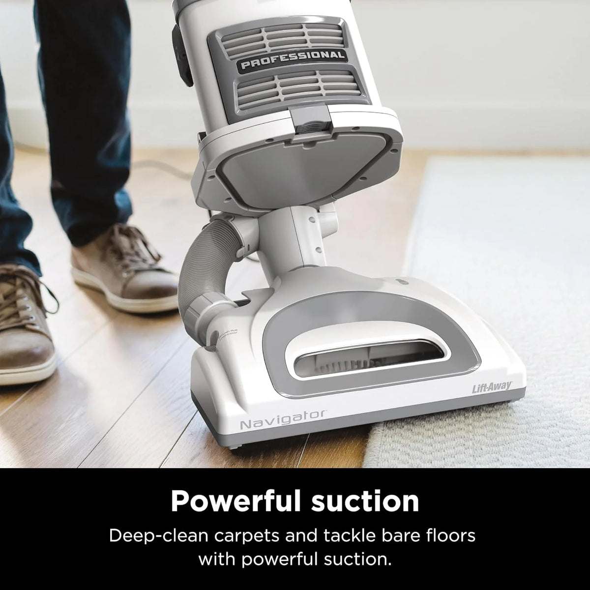 Upright Vacuum Navigator Lift-Away Deluxe with Large Dust Cup Capacity HEPA Filter Swivel Steering Upholstery Tool & Crevice Tool