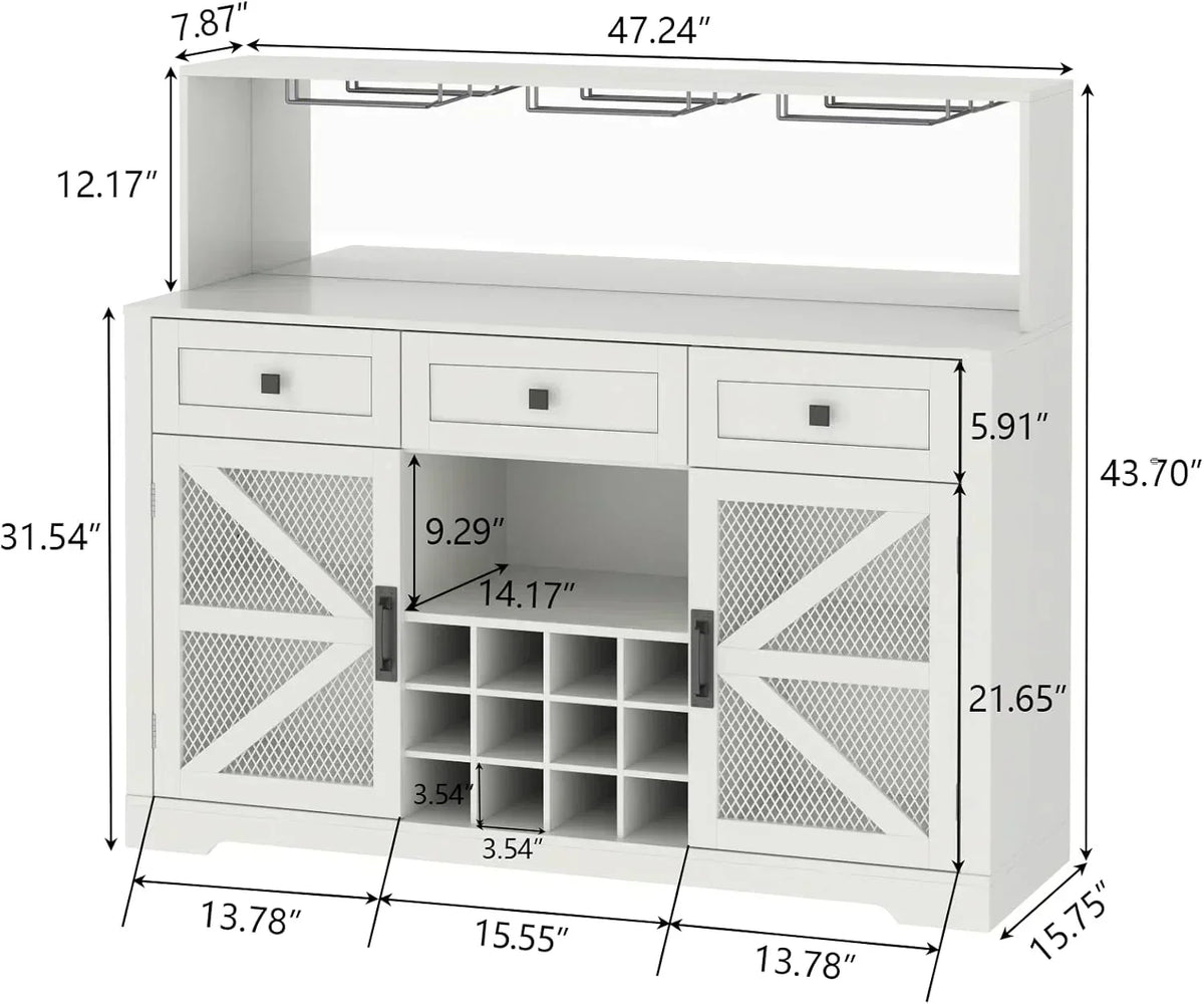 Wine Bar Cabinet with LED Light Liquor Cabinet with Glass Holder Coffee Bar for Liquor