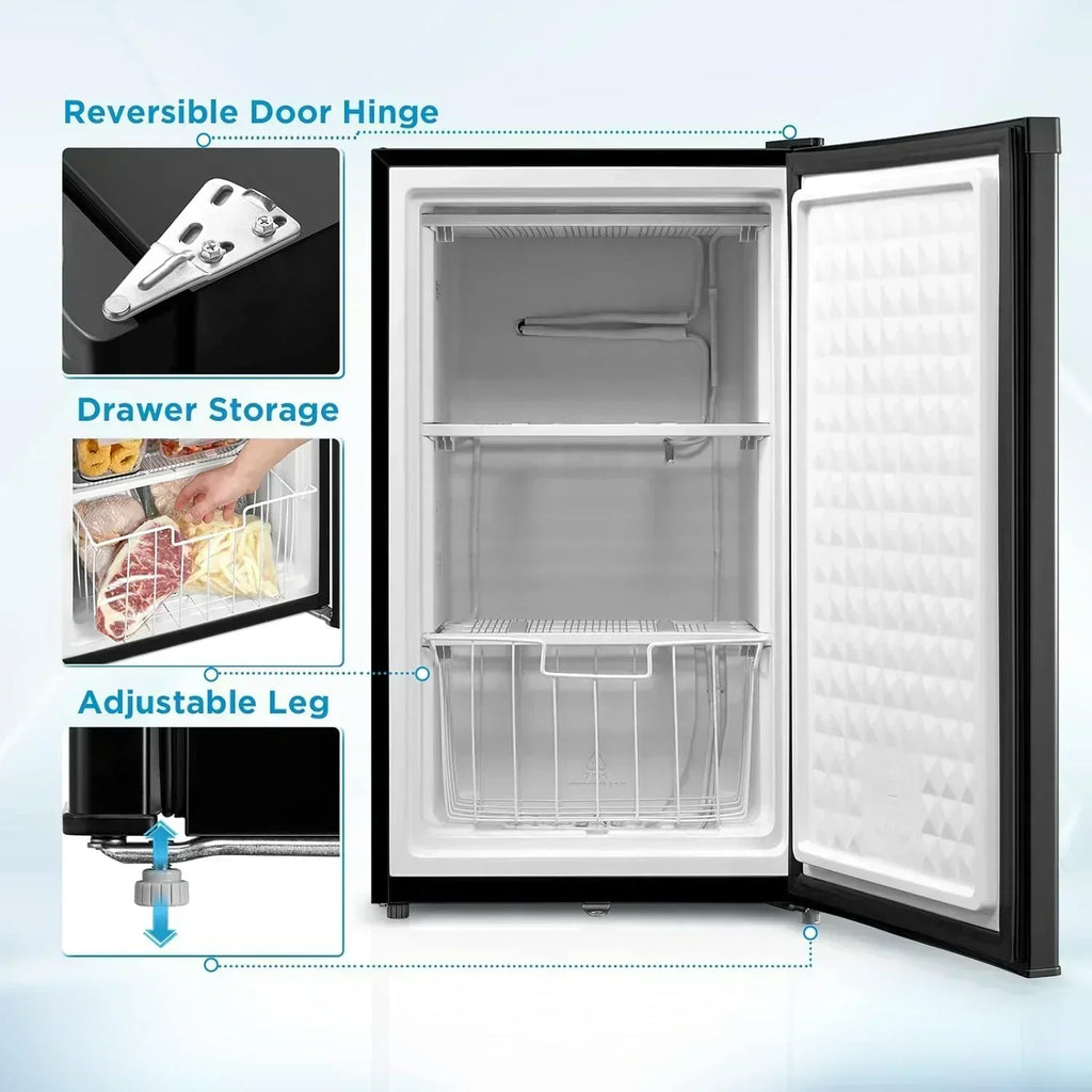 Upright Freezer Large Black 3.0 Cubic Feet