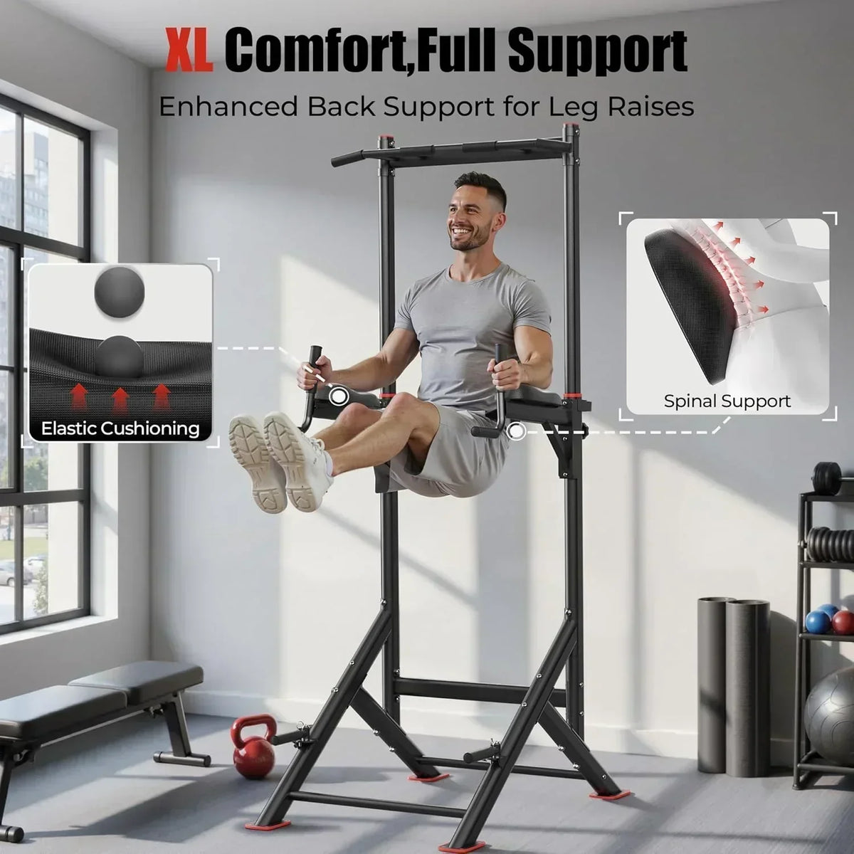Sportsroyals Power Tower Pull Up Bar Station 450 lbs stable suspended immersion tilt station