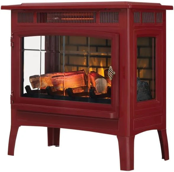 Freestanding Electric Fireplace Stove Heater with 3D Flame Effect for 1,000 Sq. Ft