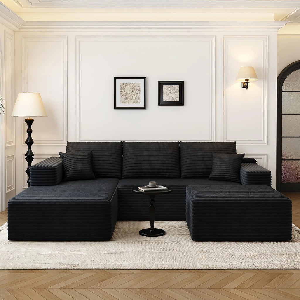 107.5 inch Cloud Modular Sectional Sofa with L-Shaped Chaise Lounge, Modern Minimalist Upholstered Sofa Deep Seating Corner Sofa