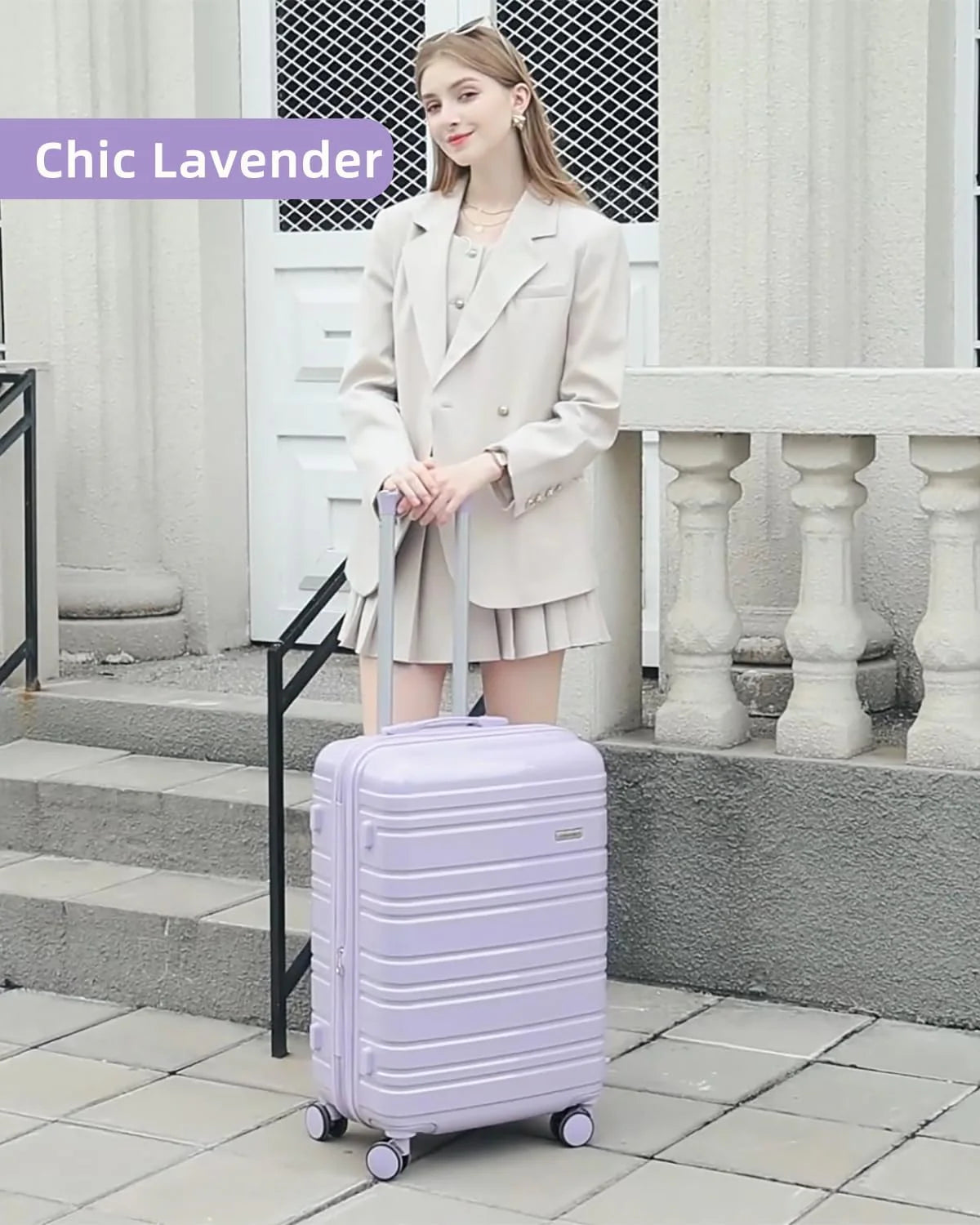 6-piece luggage set, expandable hardshell suitcase set with spinner wheels, lightweight rolling luggage set
