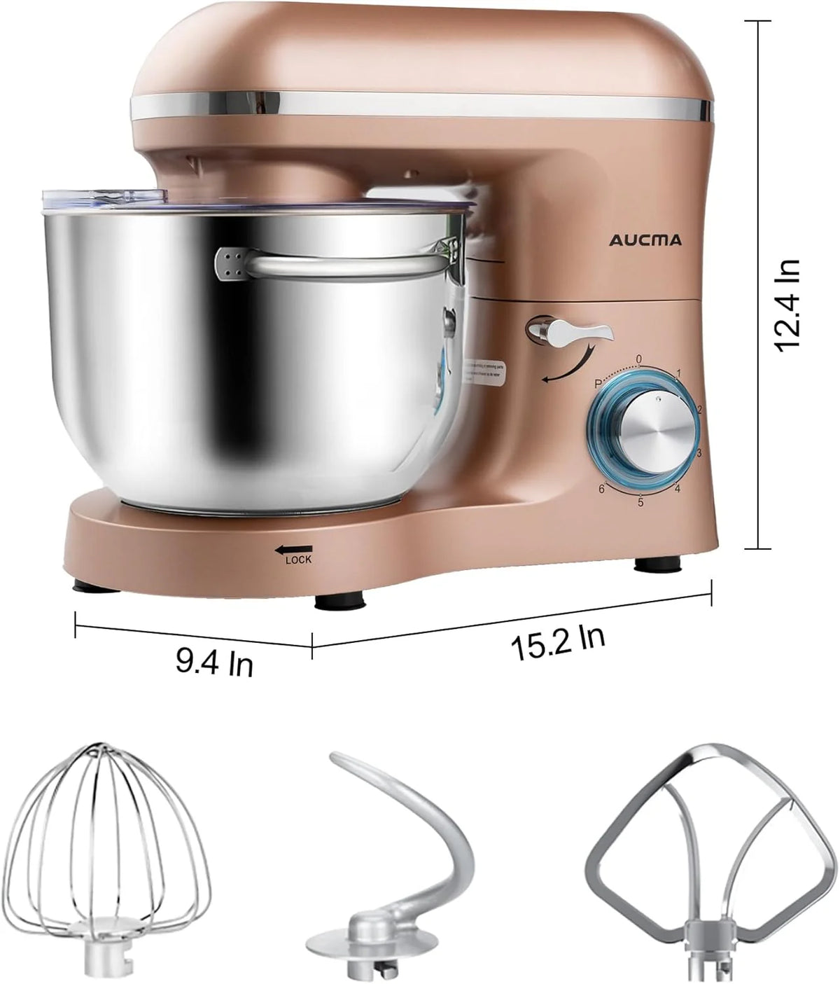 Aucma Stand Mixer,6.5-QT 660W 6-Speed Tilt-Head Food Mixer, Kitchen Electric Mixer with Dough Hook