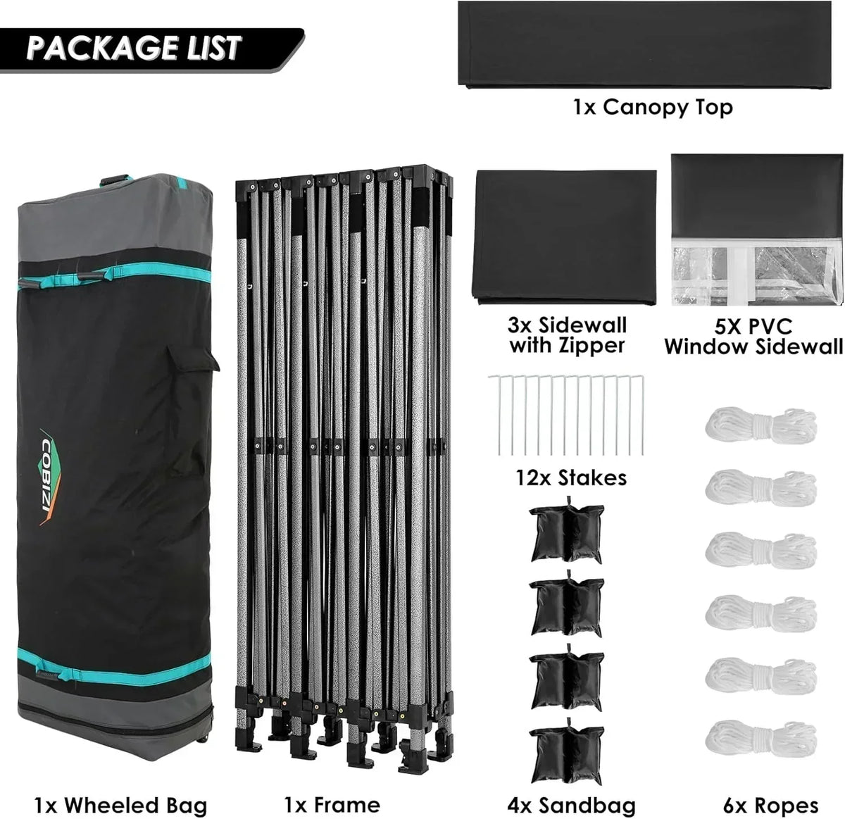 COBIZI 10x20 Heavy Duty Pop up Canopy Tent 6 sidewalls Commercial Canopy Wedding Party Tents
