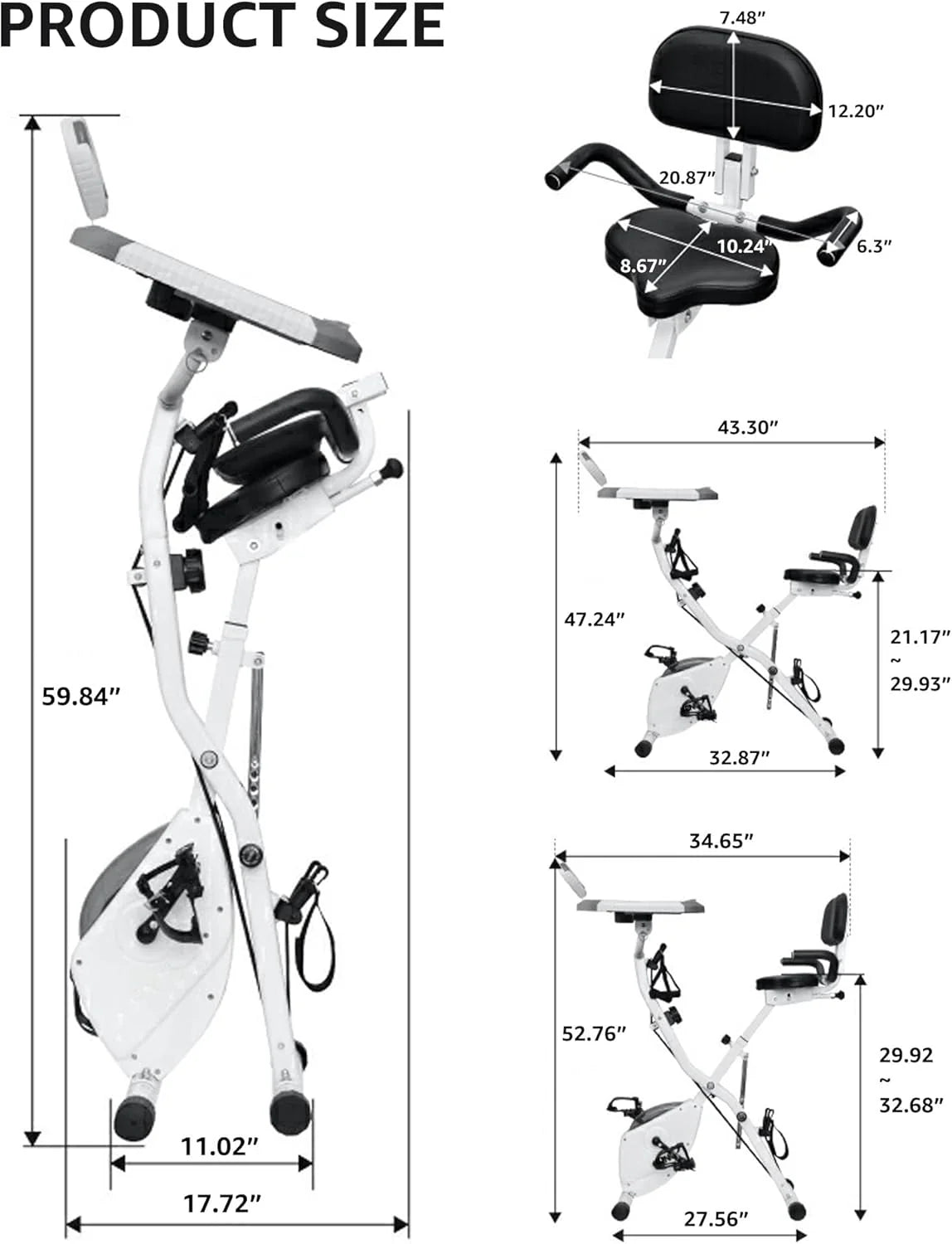 Foldable Exercise Bike Stationary Bikes for Home, 5 IN 1 Indoor Workout Bike, Cycling Bike with 16-Level Quiet Magnetic Resistance, 6.6 LBS Flywheel and 300LBS Capacity, 2025 Designed 817 X-bike