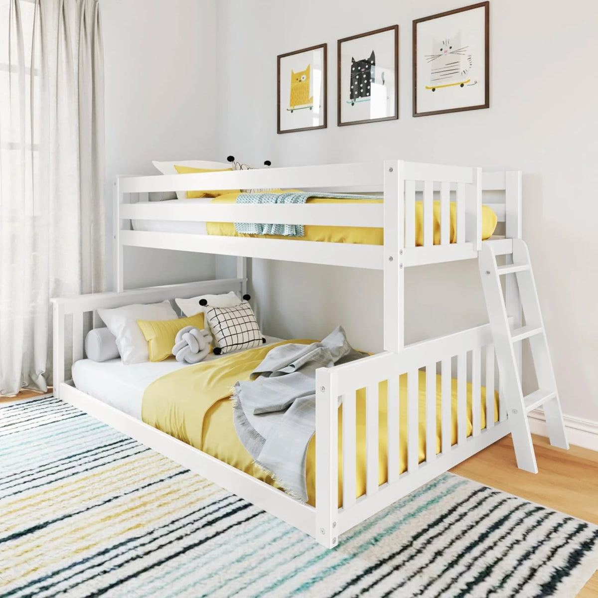 Max & Lily Fundamental Twin Low Bunk Bed Kids Solid Wood Modern Bed Frame Strong Wooden Slats