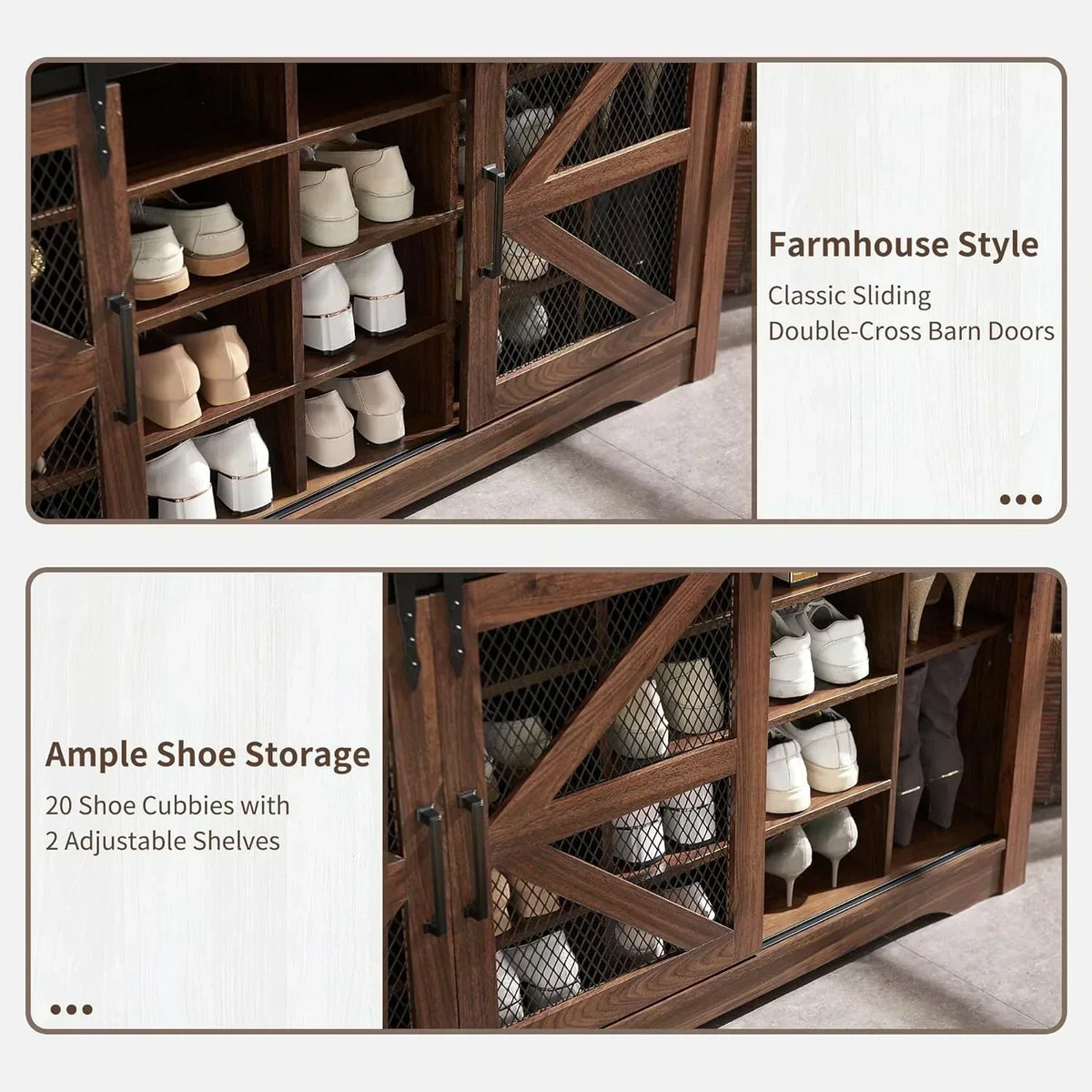 JXQTLINGMU 59-inch Farmhouse Foyer Tree Shoe Storage Entryway Bench Foyer Coat Rack Cabinet