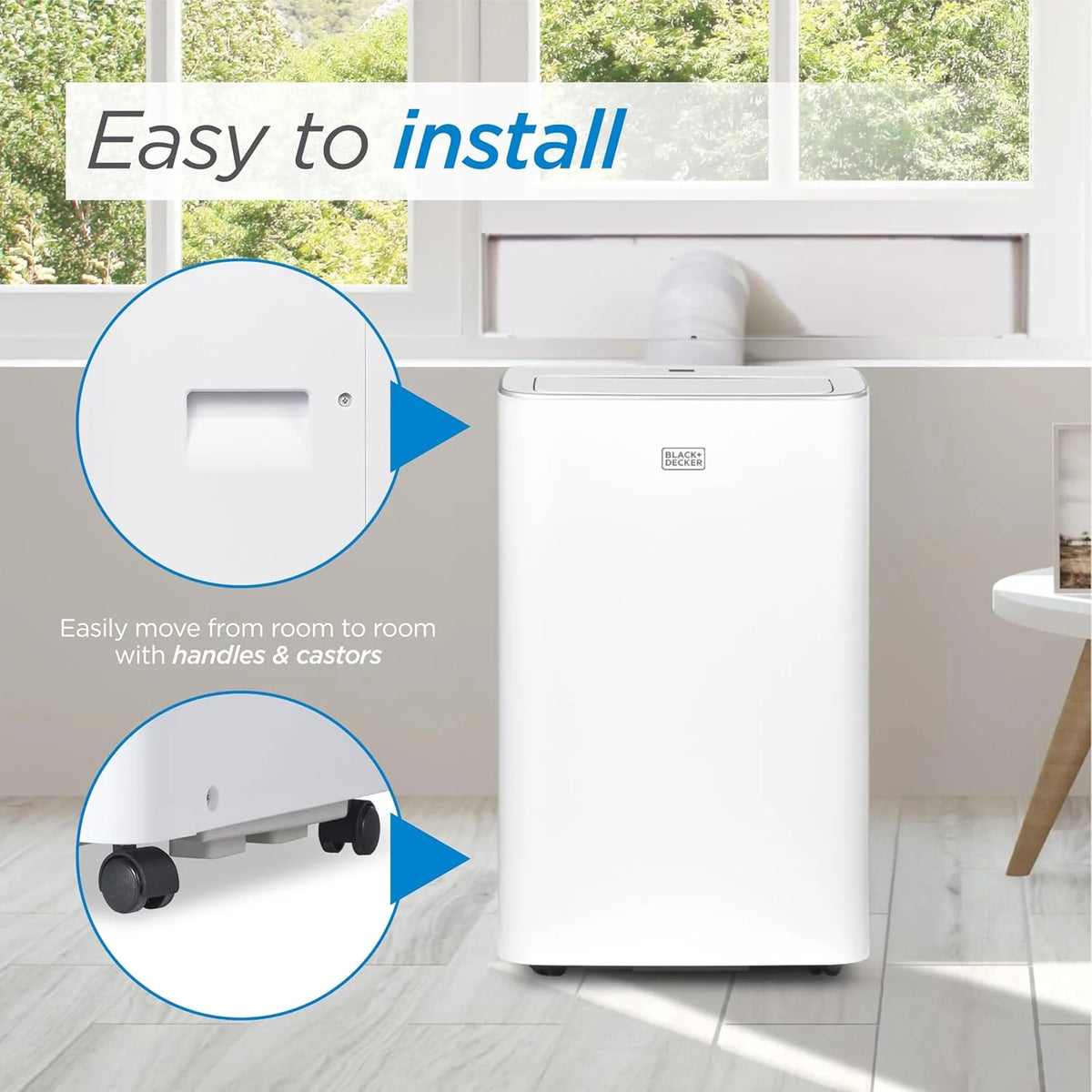 BLACK+DECKER Smart Portable Air Conditioner,12,000 BTU, for Rooms Up To 550 Sq. Ft., Portable AC with Inverter Compressor & Window Kit, BPACT08NM, White