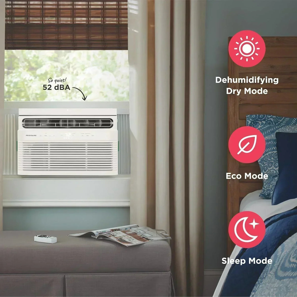 Frigidaire 5,000 BTU Window Air Conditioner Remote Control Cools Up to 150 Sq. Ft. Quiet Operation