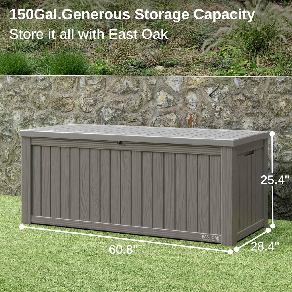 EAST OAK Outdoor Storage Box, 60 Gallon Deck Box Indoor and Outdoor Use, Waterproof Resin Storage Bin