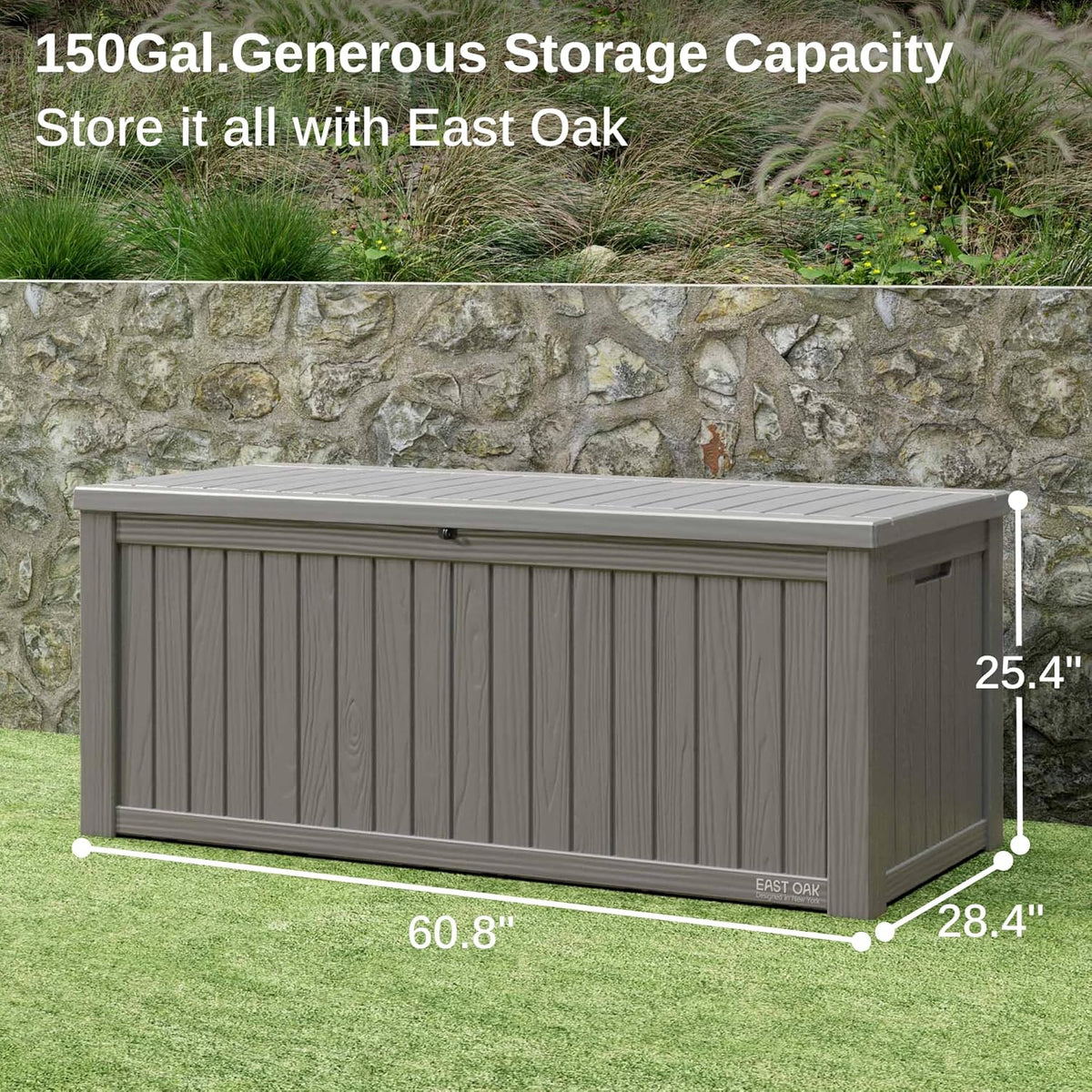 EAST OAK Outdoor Storage Box, 60 Gallon Deck Box Indoor and Outdoor Use, Waterproof Resin Storage Bin
