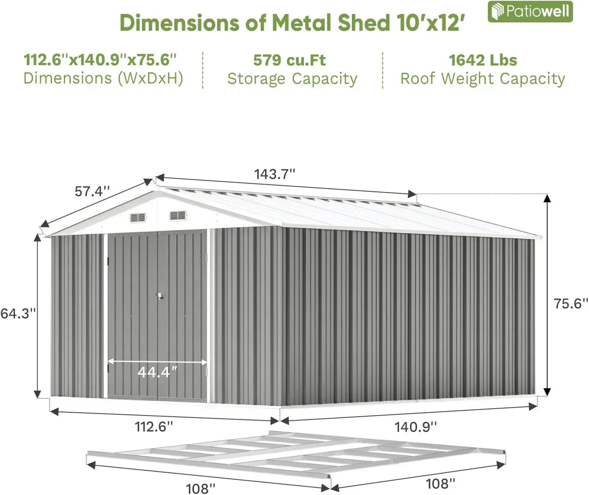 Patiowell 5x3 FT Outdoor Storage Shed Tool Shed with Sloping Roof and Lockable Door Metal Shed
