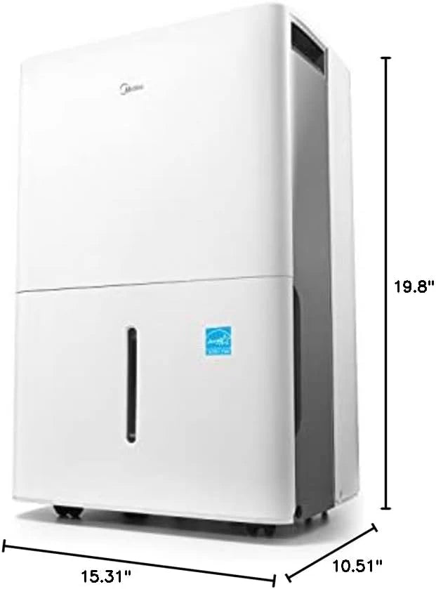 Midea 4,500 Sq. Ft. Dehumidifier With Pump Included, Energy Star Certified, 50 Pint - Ideal For Basements, Large & Medium Sized Rooms, And Bathrooms (White)