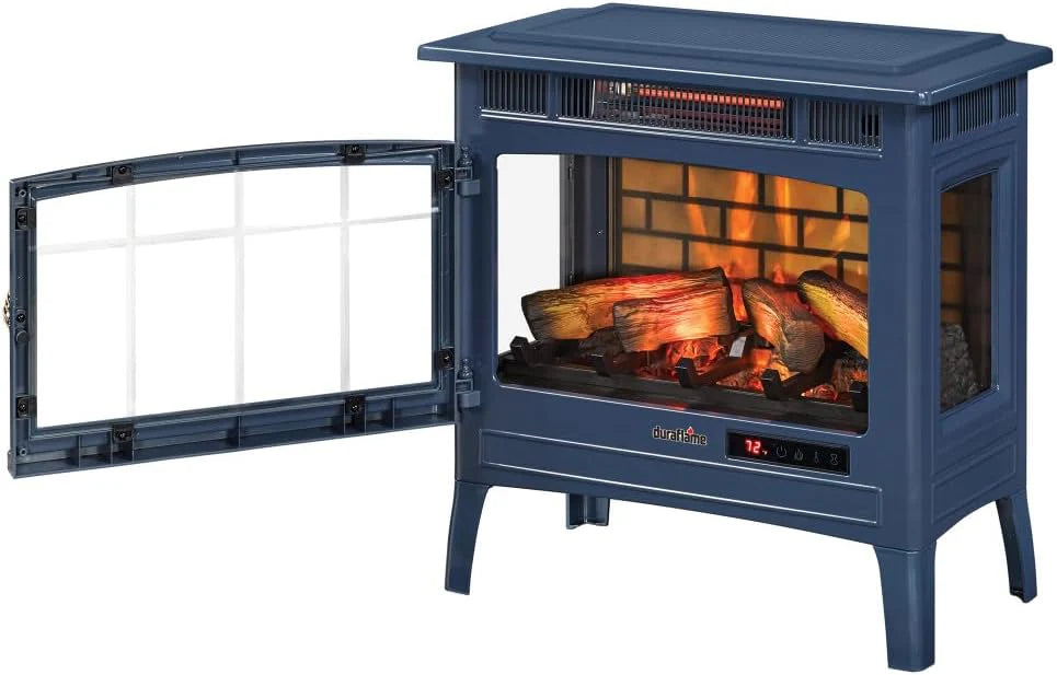 Freestanding Electric Fireplace Stove Heater with 3D Flame Effect for 1,000 Sq. Ft
