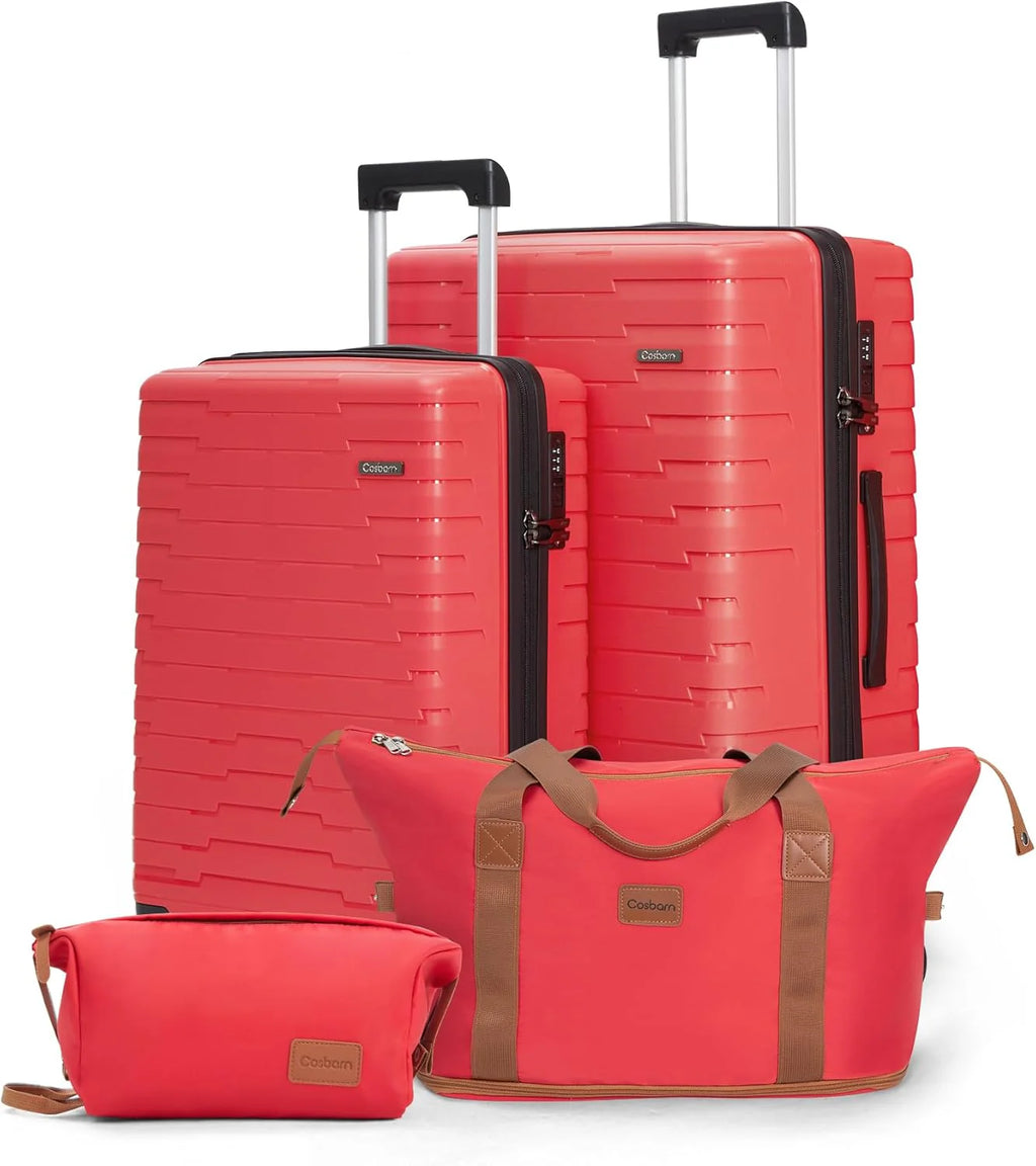 5-piece luggage set with wheels, ABS hardshell suitcase with spinner wheels