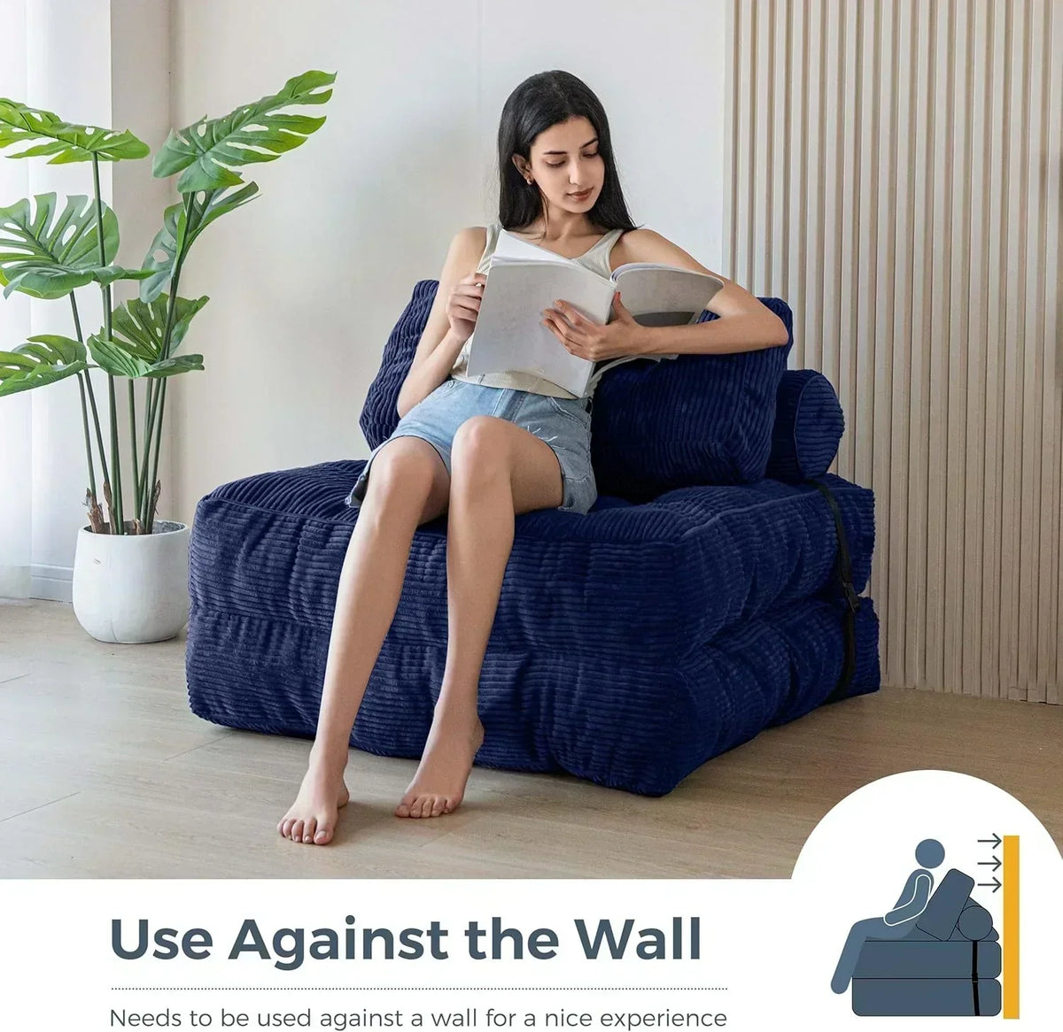 MAXYOYO Folding Sofa Bed Convertible Sleeper Chair with Pillow Foldable Mattress with Back Support
