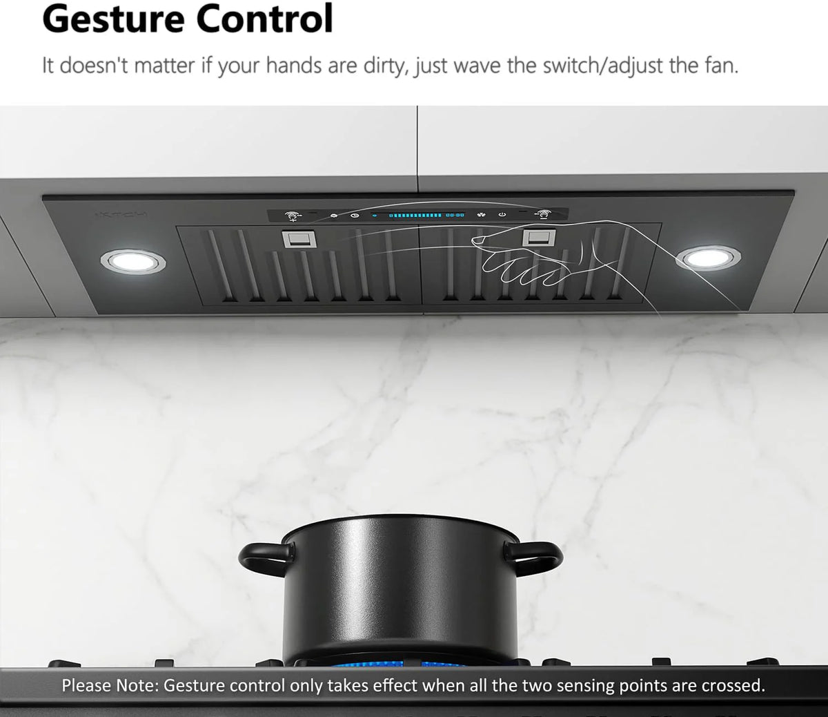 IKTCH 30 Built-in/Plug-in Range Hood 900 CFM, Ducted/Ductless Convertible Ducted, Stainless Steel Kitchen Range Hood