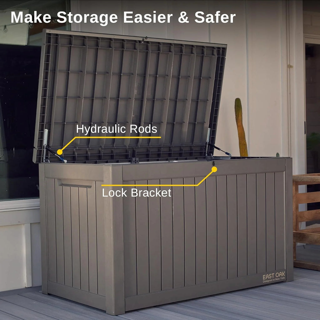 EAST OAK Outdoor Storage Box, 60 Gallon Deck Box Indoor and Outdoor Use, Waterproof Resin Storage Bin