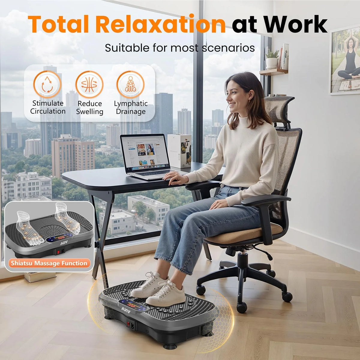 AXV Vibration Plate Fitness Platform Trainer Suitable for men and women to lose weight and burn fat at the gym