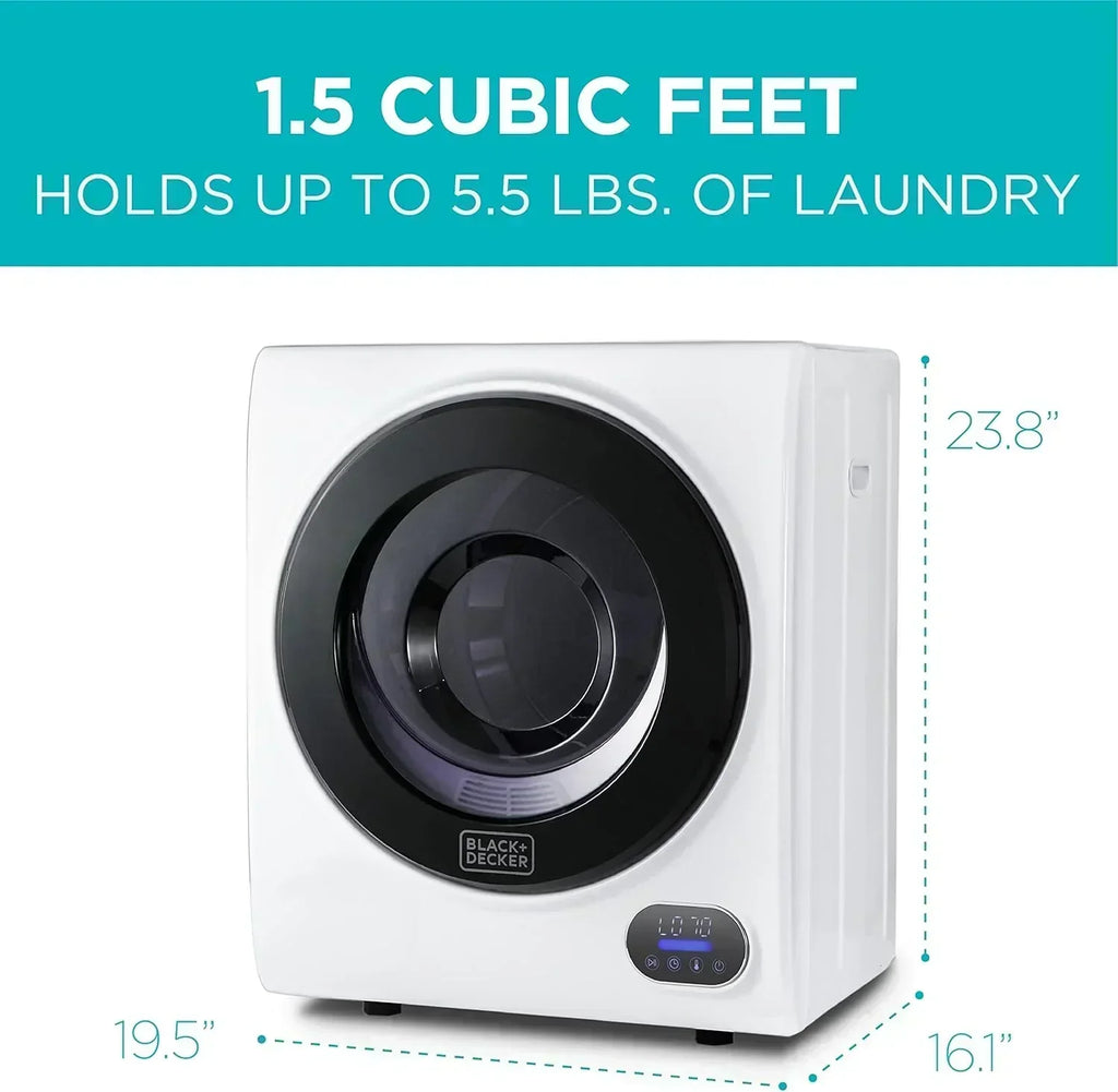 Compact Clothes Dryer 1.5 Cu. Ft. 850W Electric Dryer 120V Vented Dryer Stainless Steel Drum