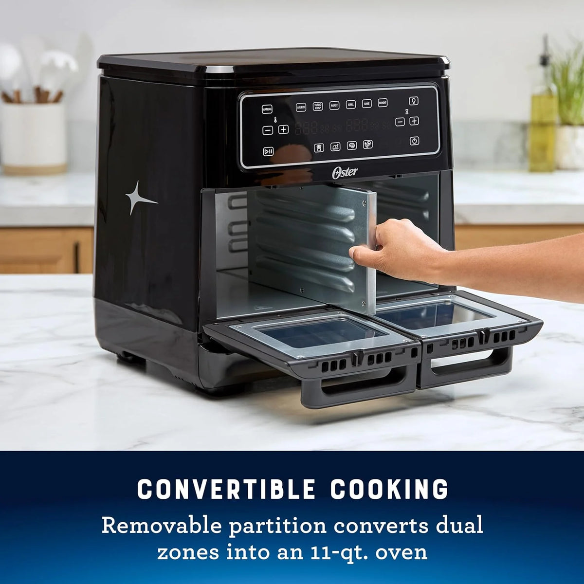 Oster 11-Quart Flex Air Fryer Oven Dual Air Fryer with 2 Cooking Zones Double with 6 Cooking Functions Large with 2 Frying Baskets