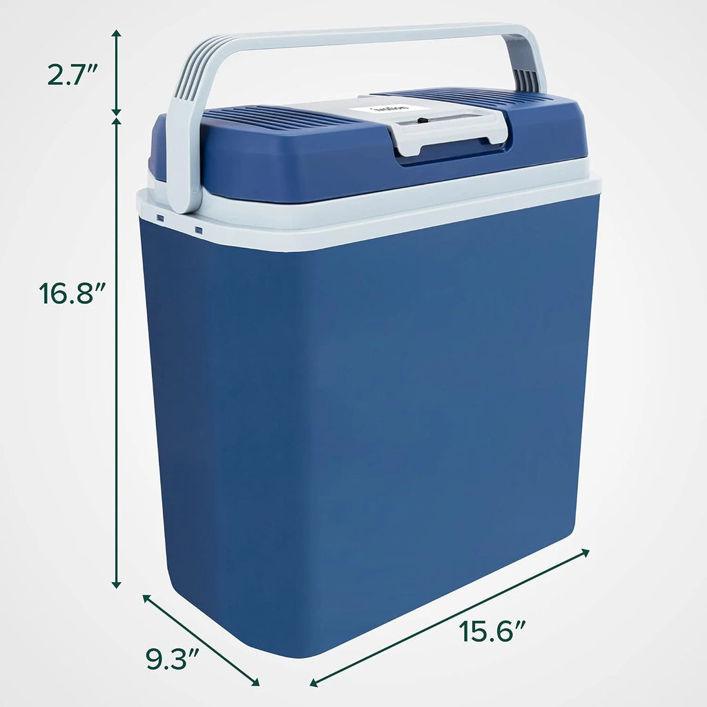 Electric Cooler & Warmer with Handle | 24 L Portable Thermoelectric Fridge for Vehicles & Trucks| 110V AC Home Power Cord & 12V Car Adapter for Camping