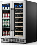 24 inch Dual Zone Beverage Refrigerator 30 Bottles 82 Cans Wine Fridge Built-in or Freestanding