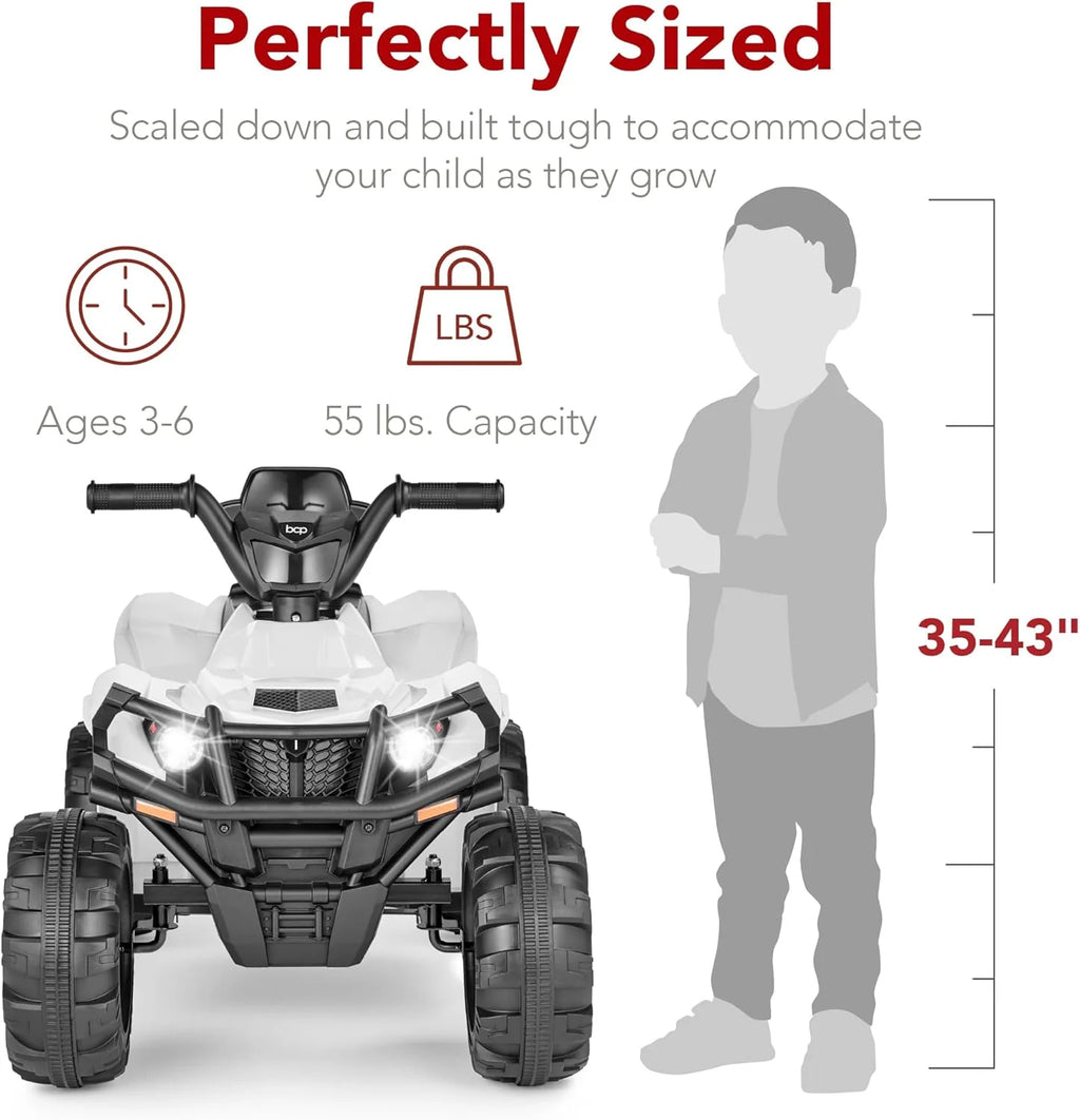 Best Choice Products 12V Kids Ride-On Electric ATV, 4-Wheeler Quad Car Toy w/Bluetooth Audio, 2.4mph Max Speed, Treaded Tires, LED Headlights, Radio