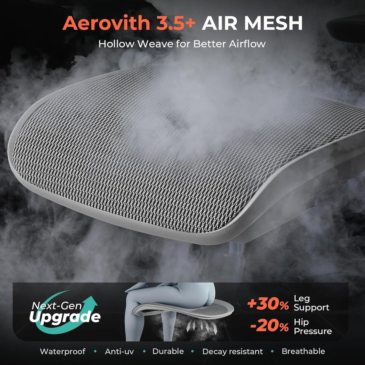 Ergonomic Mesh Office Chair with Adjustable Lumbar High Back Desk Chair 400 lbs