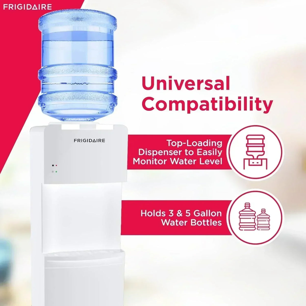Frigidaire EFWC498 Top Loading Cooler Dispenser Hot & Cold Water Child Safety Lock Innovative Slim