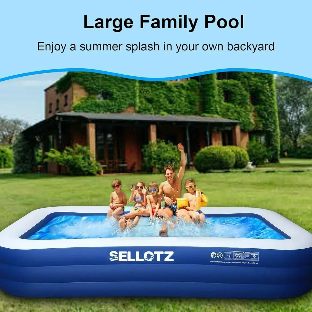 Inflatable Pool for Kids and Adults 120 X 72 X 22 Oversized Thickened Family Swimming Pool