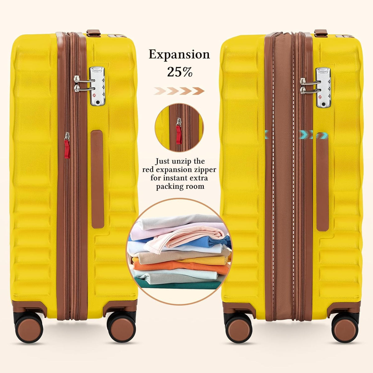 5 piece luggage set expandable suitcase 22x14x9 aviation certified durable waterproof travel set