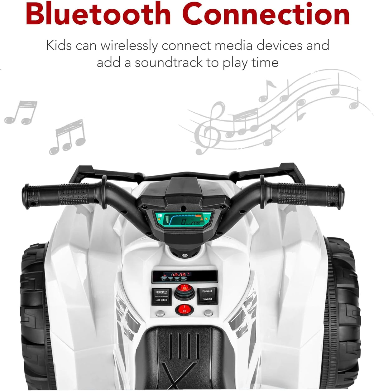 Best Choice Products 12V Kids Ride-On Electric ATV, 4-Wheeler Quad Car Toy w/Bluetooth Audio, 2.4mph Max Speed, Treaded Tires, LED Headlights, Radio