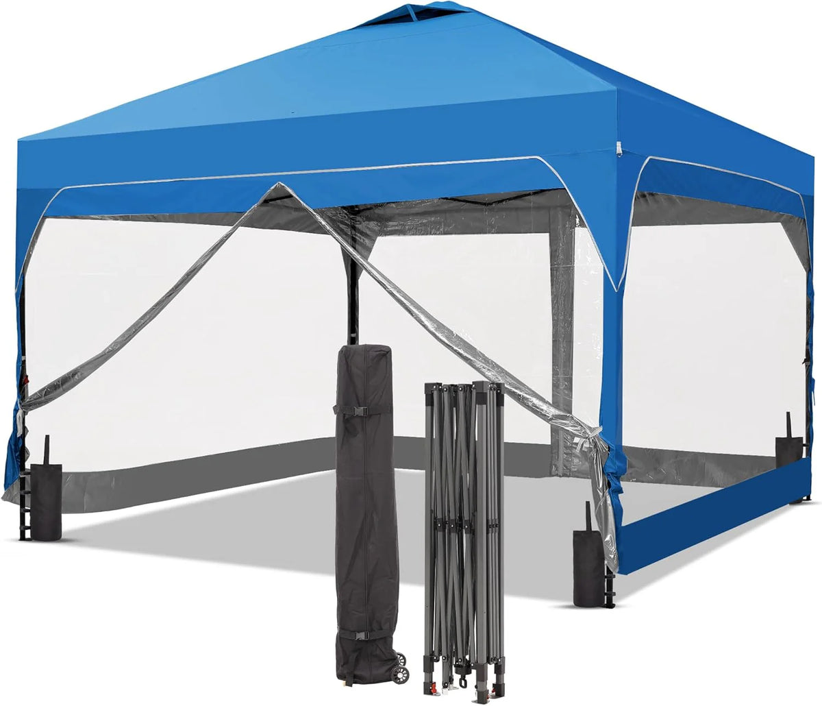 GDY 12x12 Pop Up Canopy Tent with 4 Sidewalls, Easy Set up with One Push Lift Gazebo