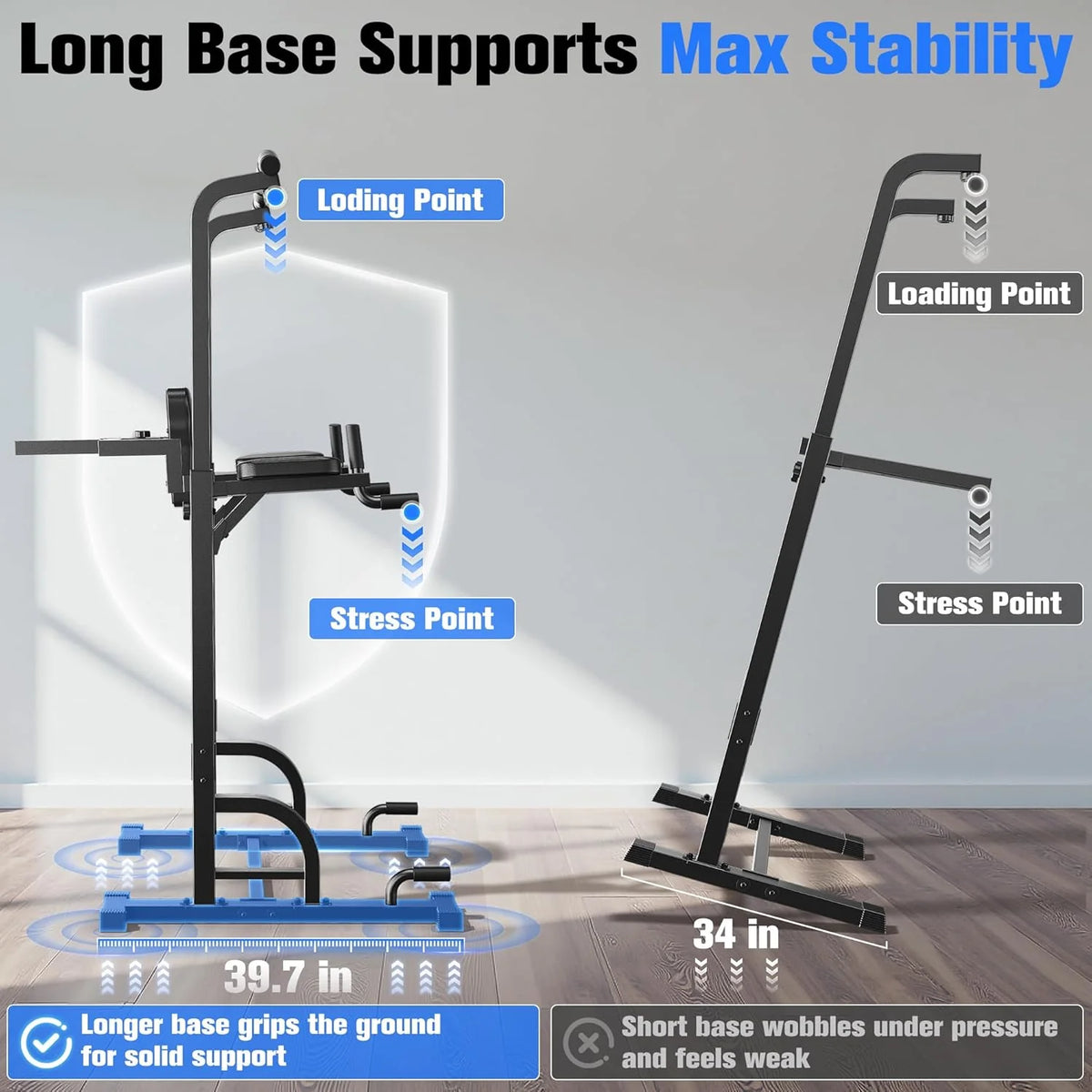 Sportsroyals Power Tower Pulp Up Bar Station, 450 lbs stable suspended immersion tilt station