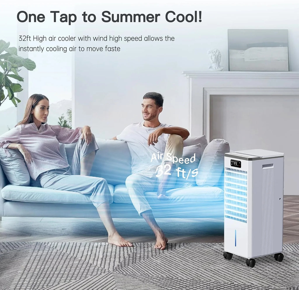 Windowless Portable Air Conditioners, Evaporative Air Cooler w/3 Modes & 3 Speeds, 12H Timer for Smart Auto-off, 2-Gal Tank for 20H Cooling,16FT Remote,No Hose Needed,46db Swamp Cooler